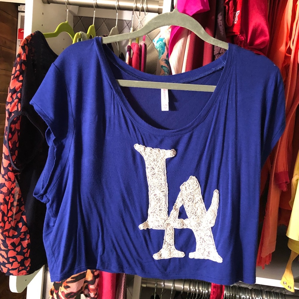 LA / Dodgers royal blue float crop top plus size